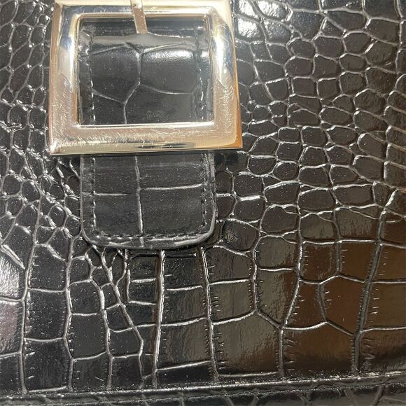 Miche Black Bag Shell Faux Alligator Skin with Silver Buckle Animal Print - Picture 3 of 5